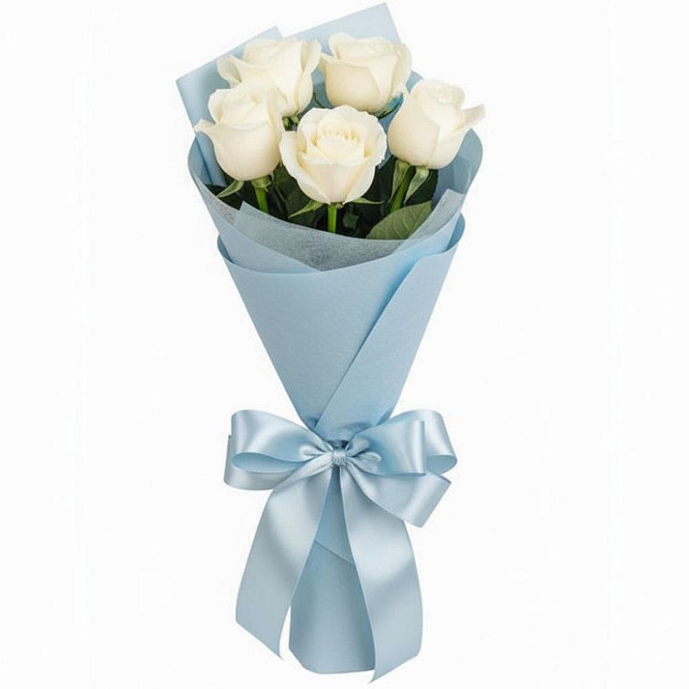 Букет 5 Белых роз Проуд в Балковском