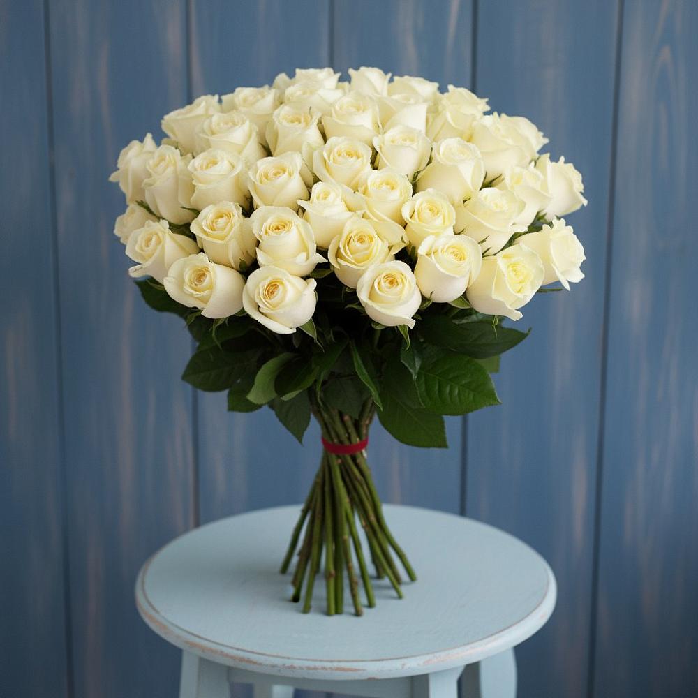 Букет 51 Белая роза Эдлесс Лав в Балковском