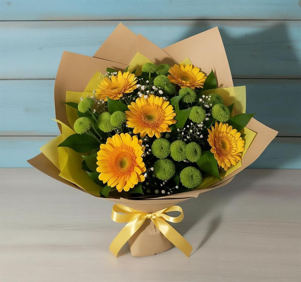 Букет цветов из: Герберы и Хризантемы в Балковском