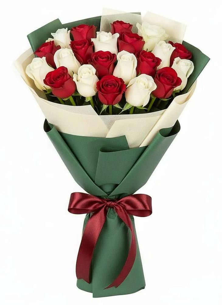 Букет Микс из красных и белых роз в Балковском