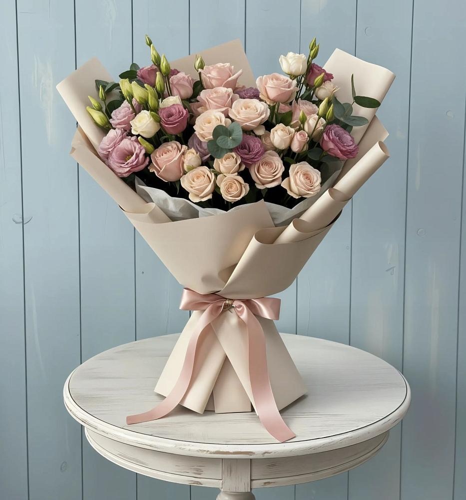 Букет цветов из: Розы и Лизиантусы в Балковском