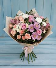 Букет цветов из:  Хризантемы, Розы и Альстромерии в Балковском