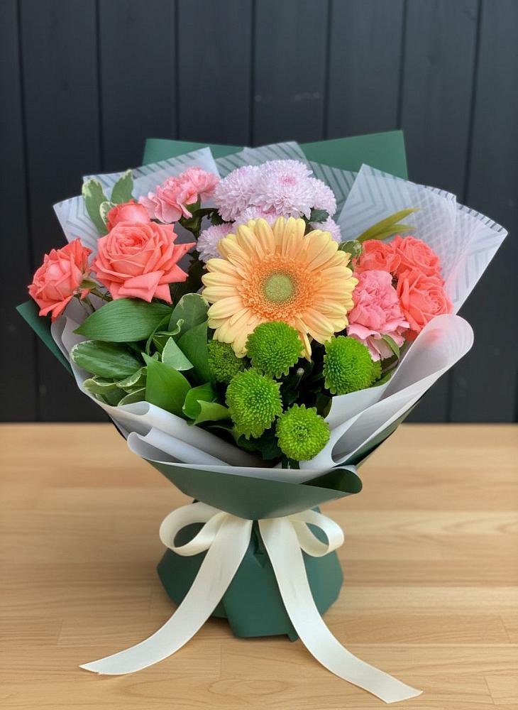 Букет цветов из: Гвоздики, Розы, Герберы и Хризантемы в Балковском