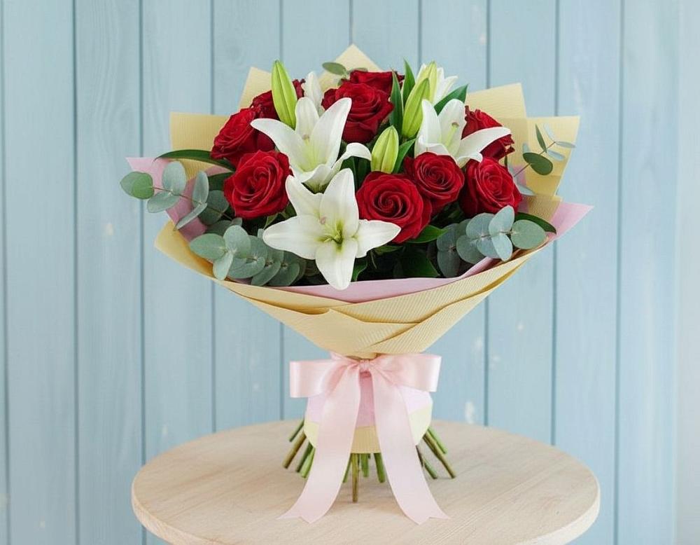 Букет цветов из: Лилии и Розы в Балковском